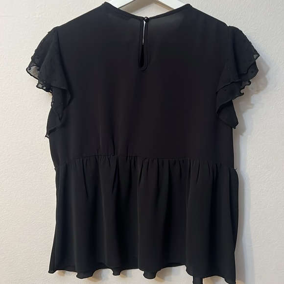 Shein black blouse size S flower embroider cottage - Picture 3 of 3